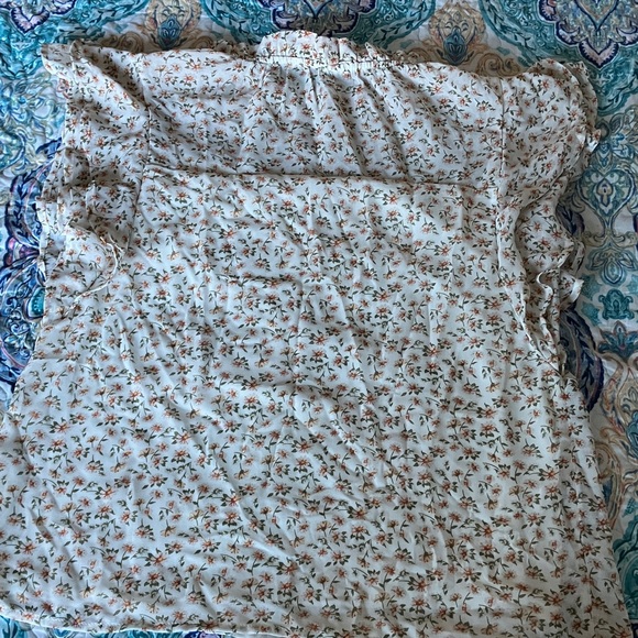 Monteau Floral Ruffle Sleeve Blouse - Cream and Brown - Picture 6 of 11